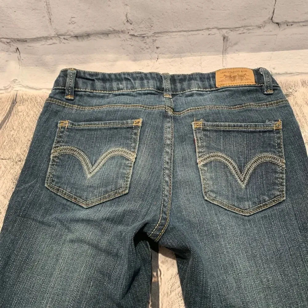 LEVI’S Girls Skinny Fit Jeans With Adjustable Waistband - Dark Wash / Size: 8R